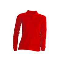 Koszulka polo damska longsleeve - Czerwony