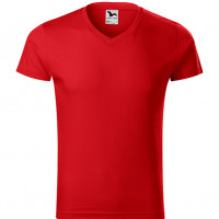 Koszulka męska Slim Fit V-Neck 146 - Czerwony