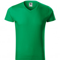 Koszulka męska Slim Fit V-Neck 146 - Zielony